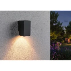 LED-ulkoseinävalaisin Paulmann Flame, IP44, 2200K, antrasiitti