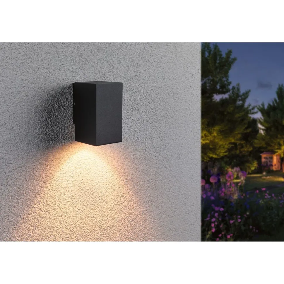 LED-ulkoseinävalaisin Paulmann Flame, IP44, 2200K, antrasiitti