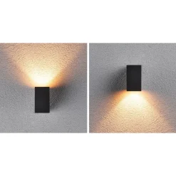 LED-ulkoseinävalaisin Paulmann Flame, IP44, 2200K, antrasiitti