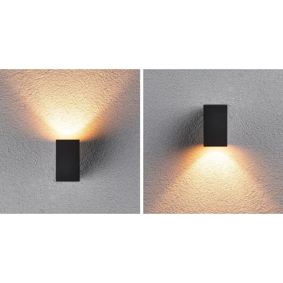 LED-ulkoseinävalaisin Paulmann Flame, IP44, 2200K, antrasiitti