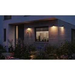 LED-ulkoseinävalaisin Paulmann Flame, IP44, 2200K, antrasiitti