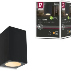 LED-ulkoseinävalaisin Paulmann Flame, IP44, 2200K, antrasiitti
