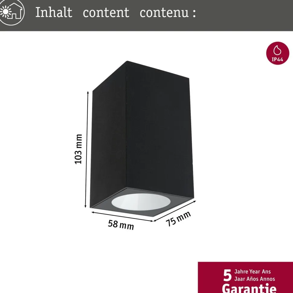 LED-ulkoseinävalaisin Paulmann Flame, IP44, 58x75mm, 3000K, 3.8W, 320lm, antrasiitti