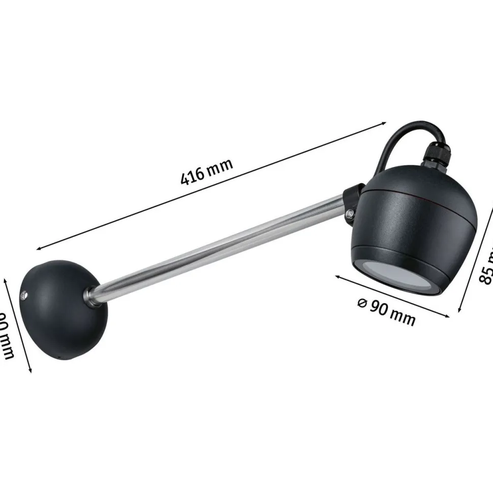 LED-ulkoseinävalaisin Paulmann Kikolo, Smart Home Zigbee 3.0, IP65, 90mm, säädettävä värilämpötila, antrasiitti