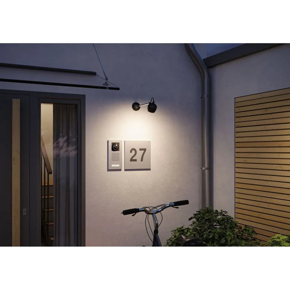 LED-ulkoseinävalaisin Paulmann Kikolo, Smart Home Zigbee 3.0, IP65, 90mm, säädettävä värilämpötila, antrasiitti