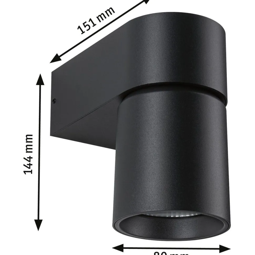 LED-ulkoseinävalaisin Paulmann Kimu, IP44, 80mm, 3000K, antrasiitti
