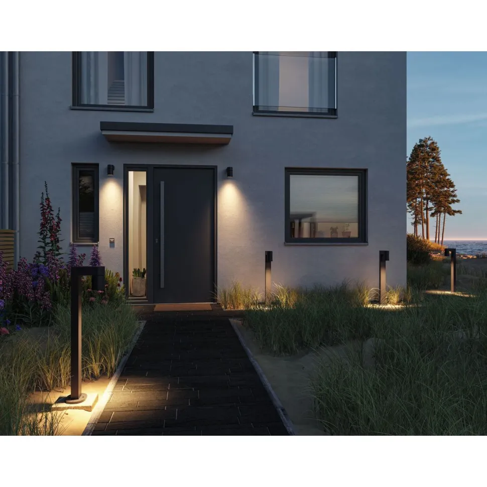 LED-ulkoseinävalaisin Paulmann Kimu, IP44, 80mm, 3000K, antrasiitti
