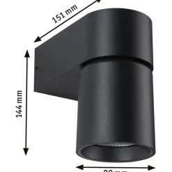 LED-ulkoseinävalaisin Paulmann Kimu, IP44, 80mm, 2200K, antrasiitti