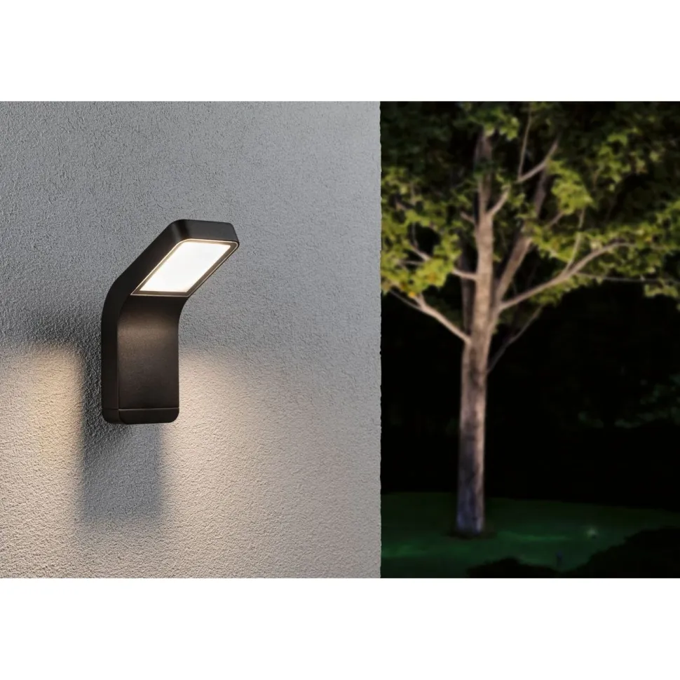 LED-ulkoseinävalaisin Paulmann Kulma, IP44, 3000K, korroosionkestävä, antrasiitti
