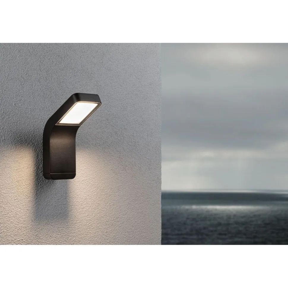 LED-ulkoseinävalaisin Paulmann Kulma, IP44, 3000K, korroosionkestävä, antrasiitti