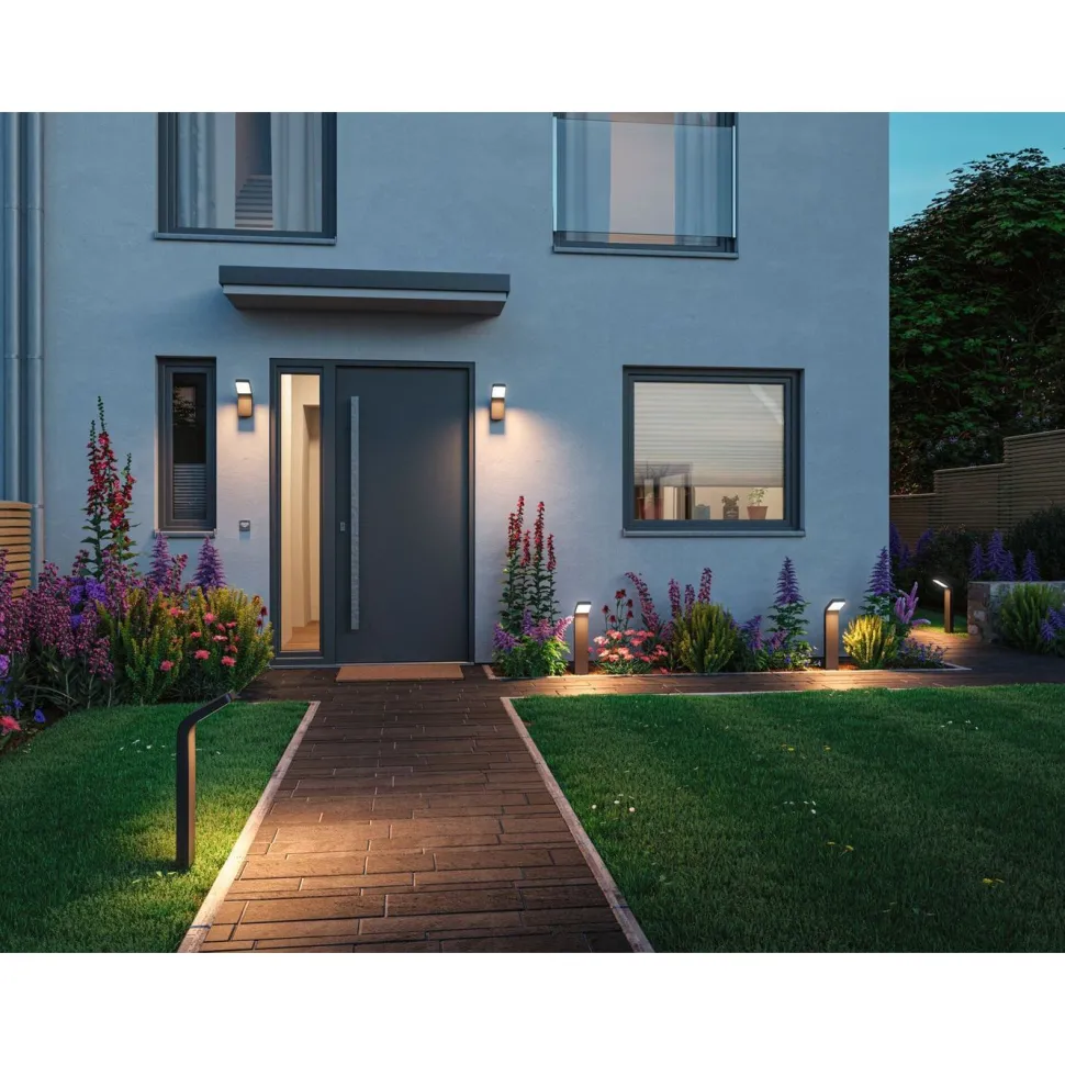 LED-ulkoseinävalaisin Paulmann Kulma, IP44, 3000K, korroosionkestävä, antrasiitti
