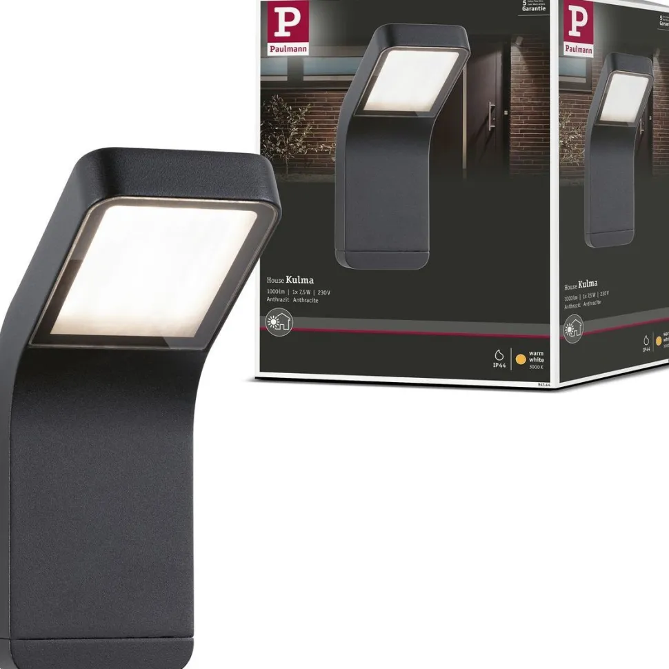 LED-ulkoseinävalaisin Paulmann Kulma, IP44, 3000K, korroosionkestävä, antrasiitti