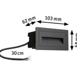 LED-ulkoseinävalaisin Paulmann Long, IP44, 103x58mm, 3000K, 4W, 30lm, musta