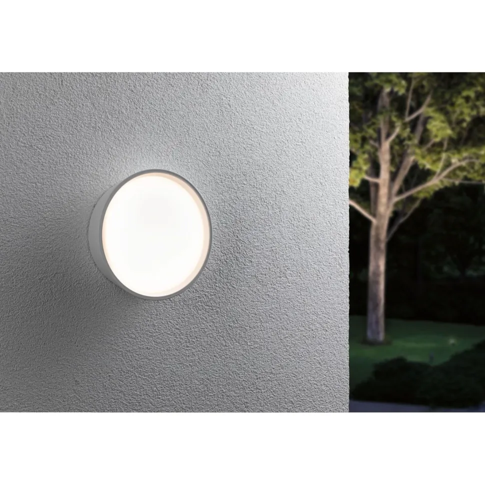 LED-ulkoseinävalaisin Paulmann Platomo, IP44, 18cm, 3000K, korroosionkestävä, valkoinen