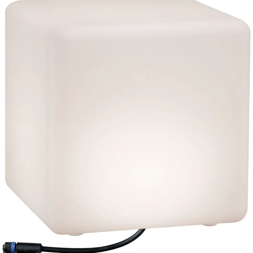 LED-ulkovalaisin Paulmann Plug & Shine Cube, IP67, 3000K, valkoinen