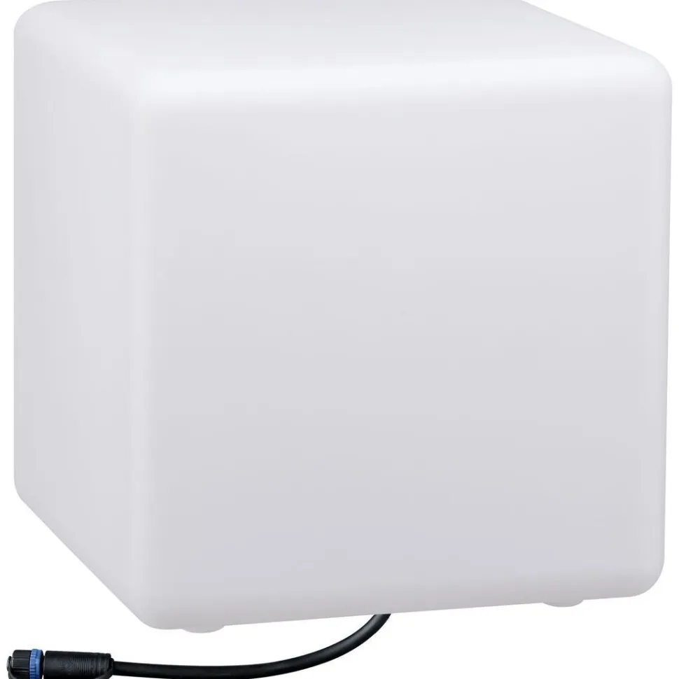 LED-ulkovalaisin Paulmann Plug & Shine Cube, IP67, 3000K, valkoinen