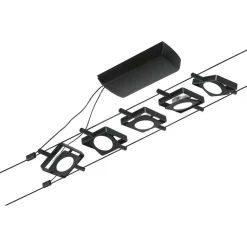 LED-Vaijerivalaisinsetti Paulmann Mac 5 valaisinta + muuntaja + vaijeri mattamusta