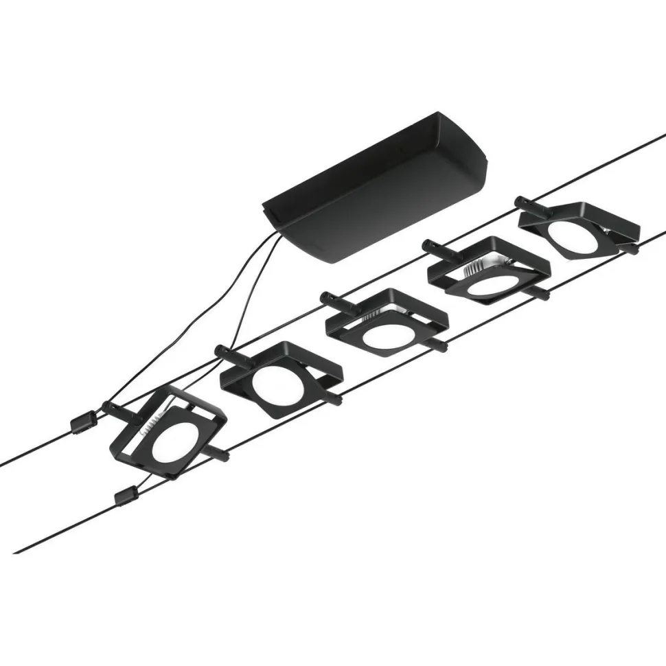LED-Vaijerivalaisinsetti Paulmann Mac 5 valaisinta + muuntaja + vaijeri mattamusta