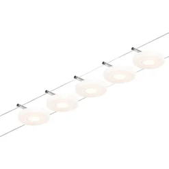LED-Vaijerivalaisinsetti Paulmann Disc 5 valaisinta + muuntaja + vaijeri 3000K kromi