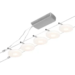 LED-Vaijerivalaisinsetti Paulmann Disc 5 valaisinta + muuntaja + vaijeri 3000K kromi