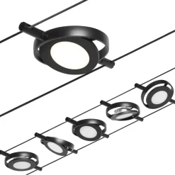 LED-Vaijerivalaisinsetti Paulmann RoundMac 5 valaisinta + muuntaja + vaijeri mattamusta