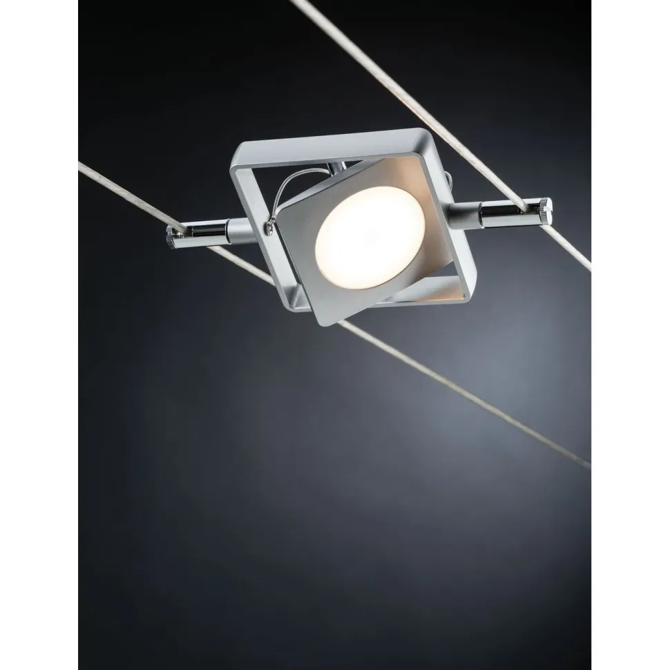 LED-vaijerivalaisinsetti Pailmann MacLED Basic, 2700K, neljä valaisinta, mattakromi