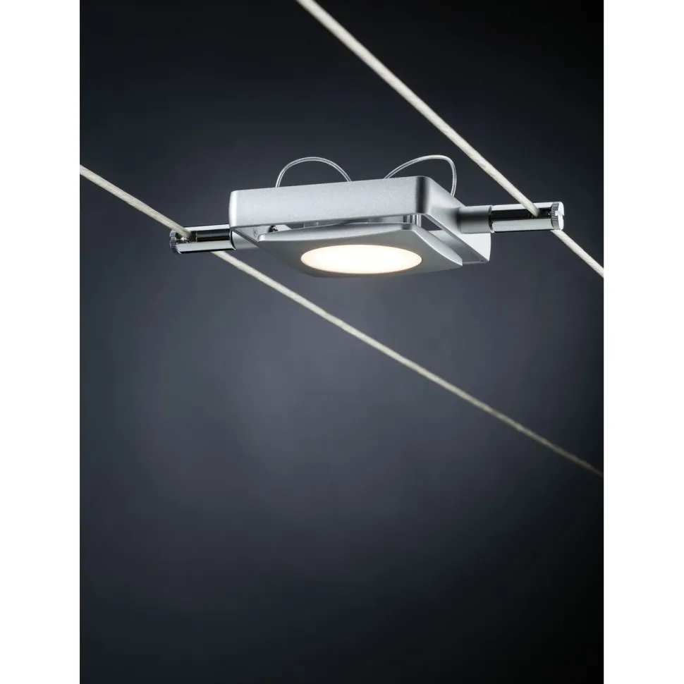 LED-vaijerivalaisinsetti Pailmann MacLED Basic, 2700K, neljä valaisinta, mattakromi