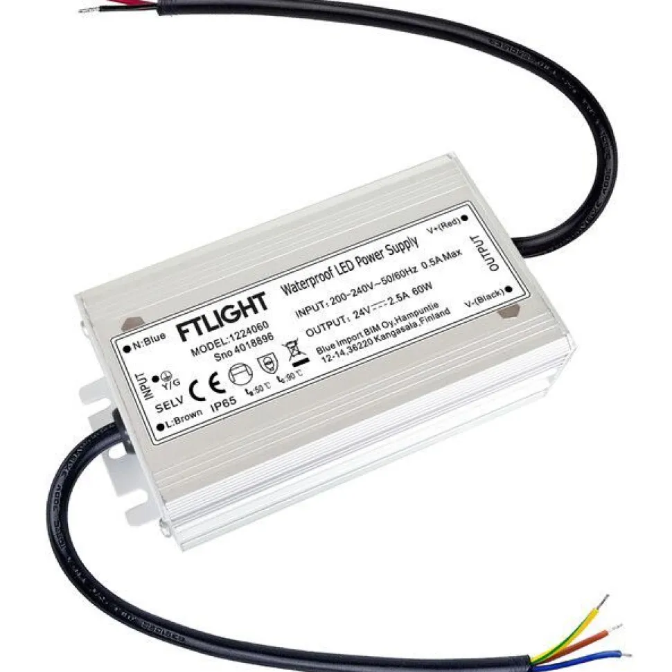 LED-vakiojännitelähde FTLIGHT 24V IP65 30W