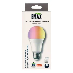 LED-vakiokupulamppu Emax Smart Home WIFI A60/E27 9 W 806 lm RGB+CCT 2700-6500 K himmennettävä