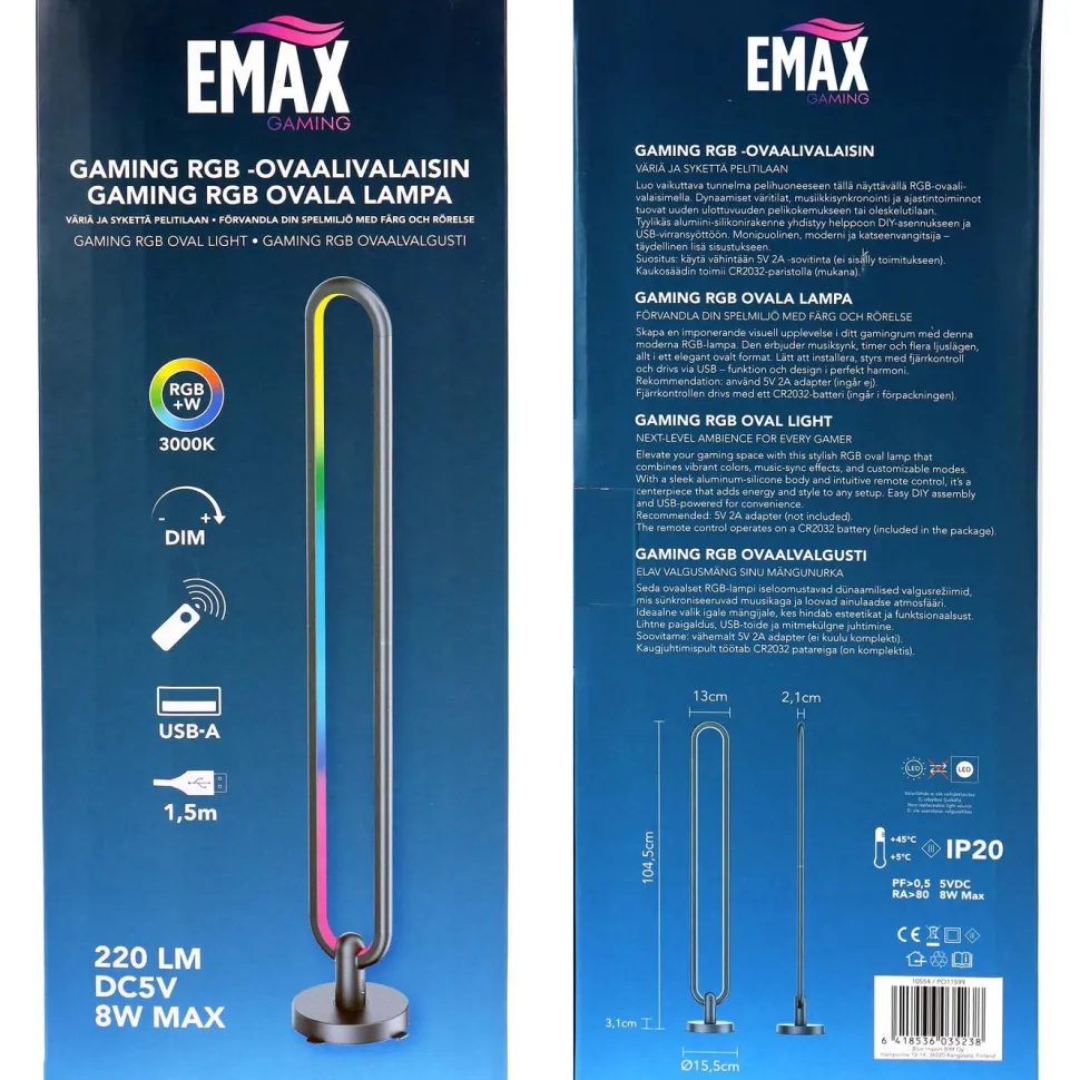 LED-valaisin RGB Emax Gaming ovaali USB