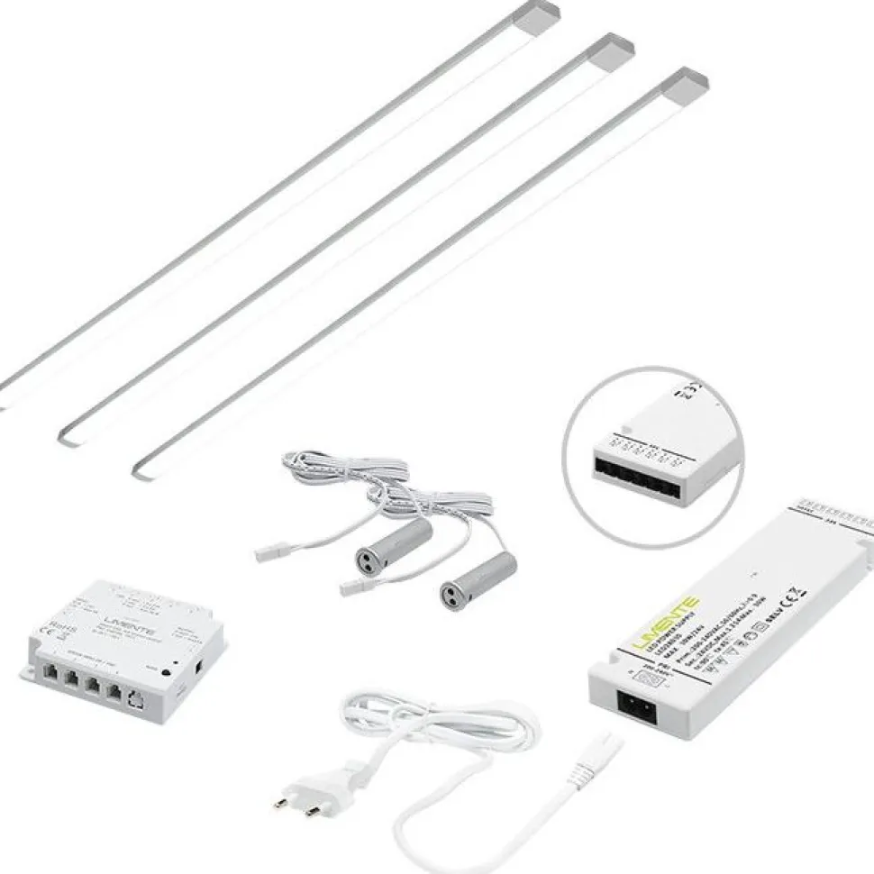 LED-valaisinsetti aamiaiskaappiin Limente Profil virtalähde 4000K 3x57cm vaaka IP20 24V alumiini