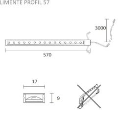 LED-valaisinsetti aamiaiskaappiin Limente Profil virtalähde 4000K 3x57cm vaaka IP20 24V alumiini