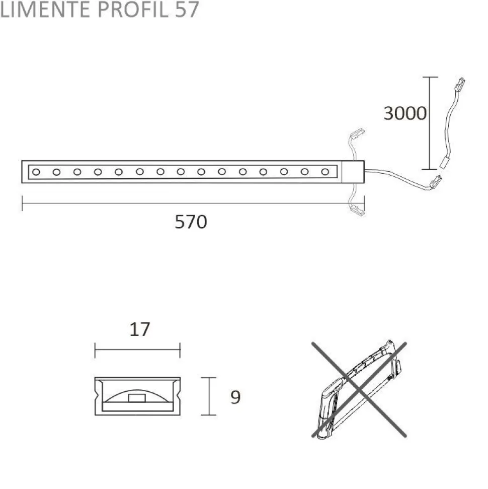 LED-valaisinsetti aamiaiskaappiin Limente Profil virtalähde 4000K 3x57cm vaaka IP20 24V alumiini