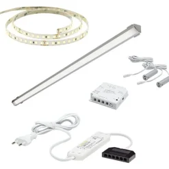 LED-valaisinsetti aamiaiskaappiin Limente ovitunnistin virtalähde 2m 3000K IP20 24V musta