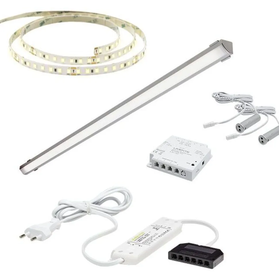 LED-valaisinsetti aamiaiskaappiin Limente ovitunnistin virtalähde 2m 3000K IP20 24V musta