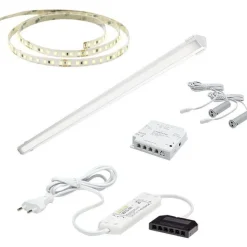 LED-valaisinsetti aamiaiskaappiin Limente ovitunnistin virtalähde 2m 3000K IP20 24V musta
