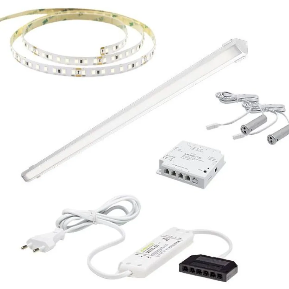 LED-valaisinsetti aamiaiskaappiin Limente ovitunnistin virtalähde 2m 3000K IP20 24V musta