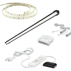 LED-valaisinsetti aamiaiskaappiin Limente ovitunnistin virtalähde 2m 3000K IP20 24V musta
