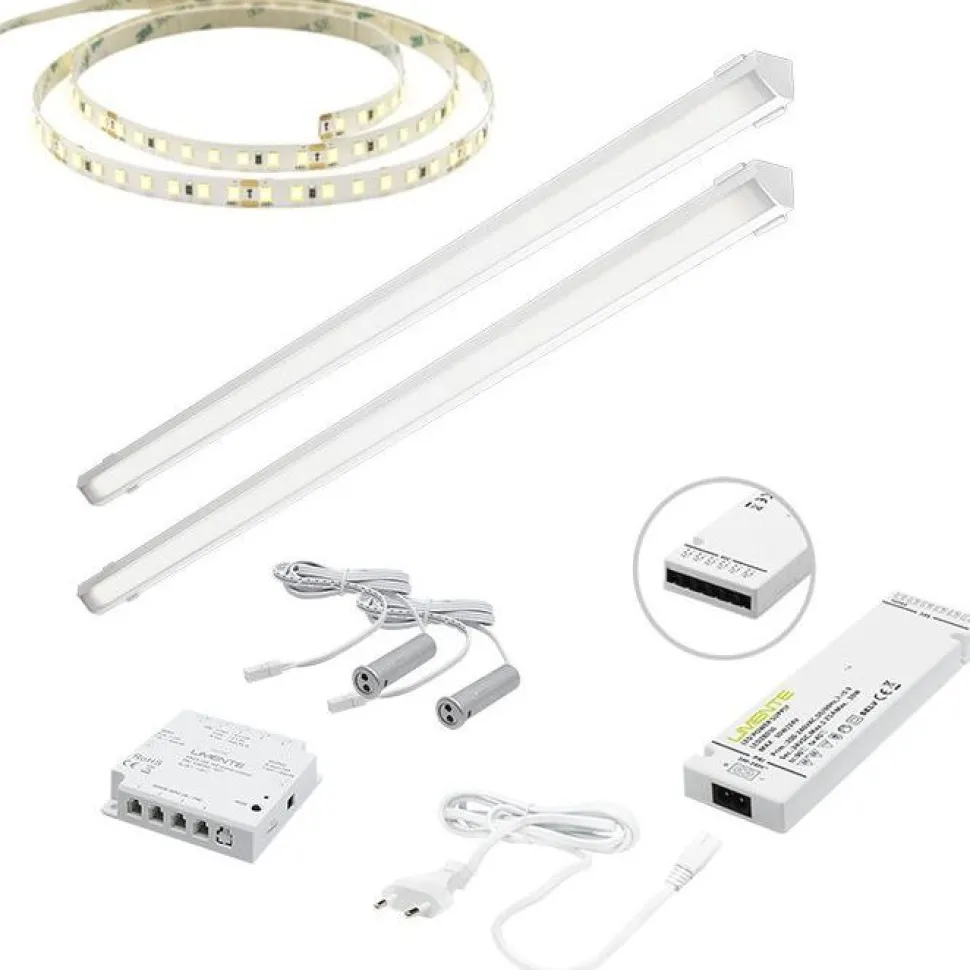 LED-valaisinsetti kaappiin Limente ovitunnistin virtalähde 3000K 4m IP20 24V alumiini
