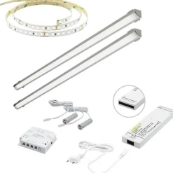 LED-valaisinsetti kaappiin Limente ovitunnistin virtalähde 3000K 4m IP20 24V alumiini