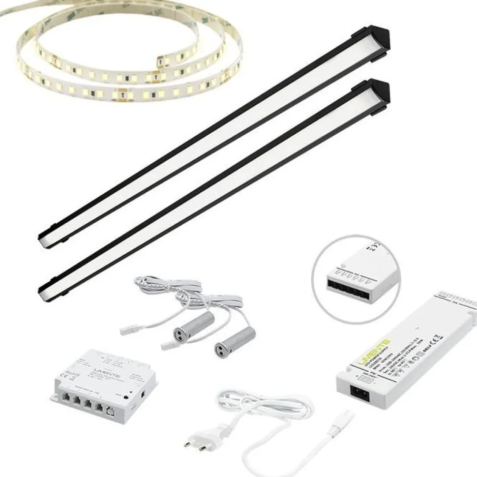 LED-valaisinsetti kaappiin Limente ovitunnistin virtalähde 3000K 4m IP20 24V alumiini