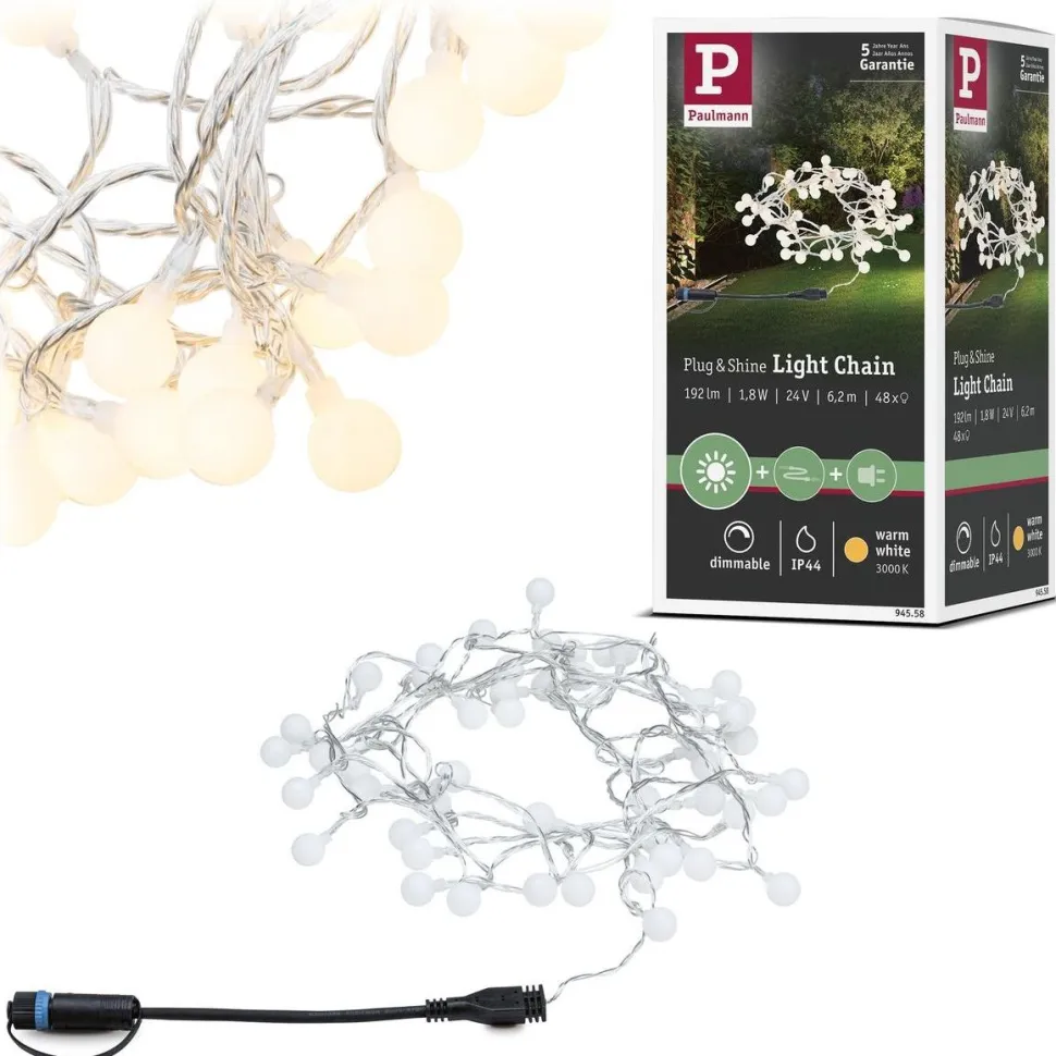 LED-valoketju Paulmann Plug & Shine Fairy lights, 5m, IP44, 3000K, musta