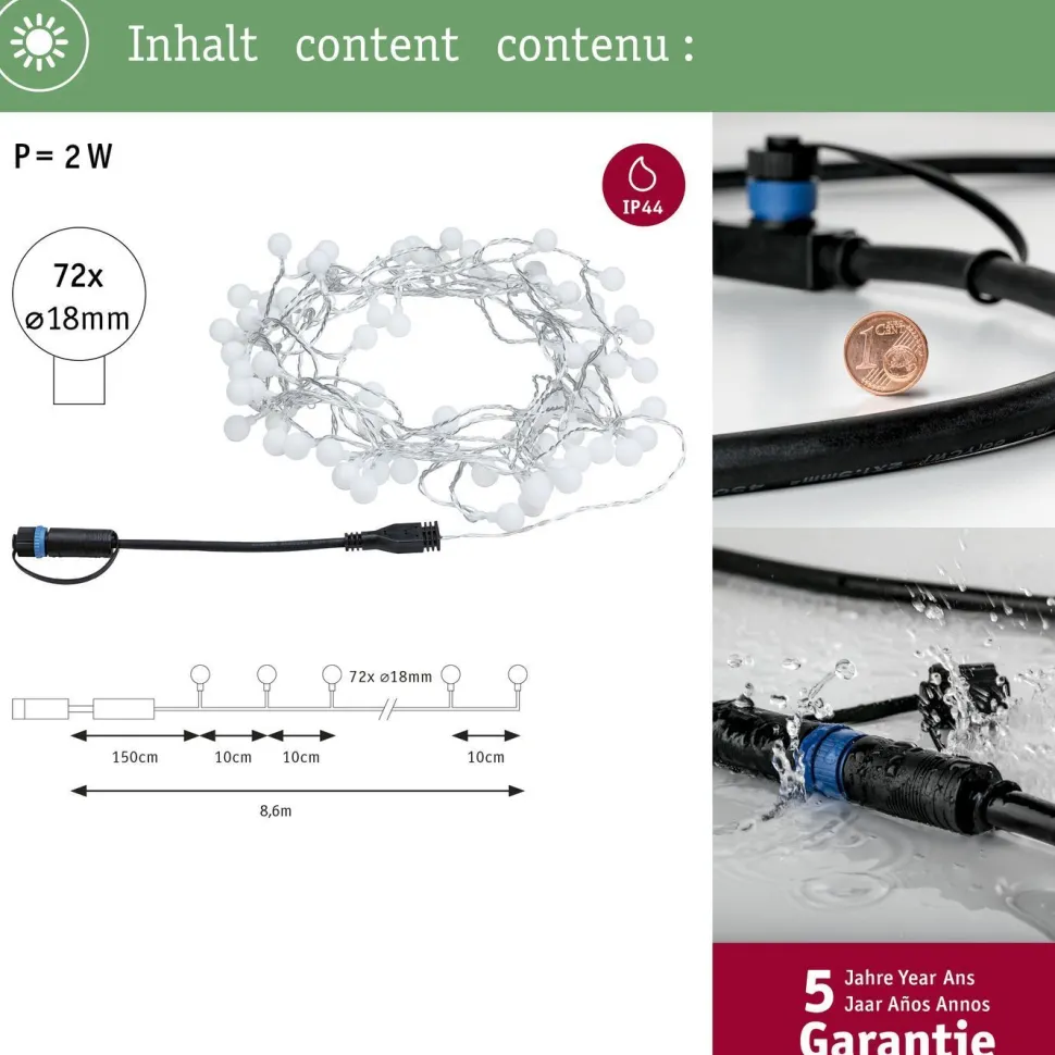 LED-valoketju Paulmann Plug & Shine Fairy lights, 7.5m, IP44, 3000K, musta