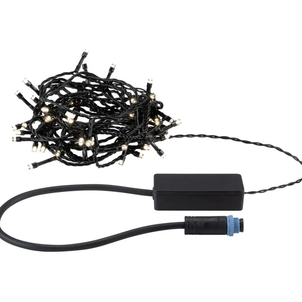 LED-valoketju Paulmann Plug & Shine Yuna, 3000K, 7.4m, IP44, 1.3W, musta
