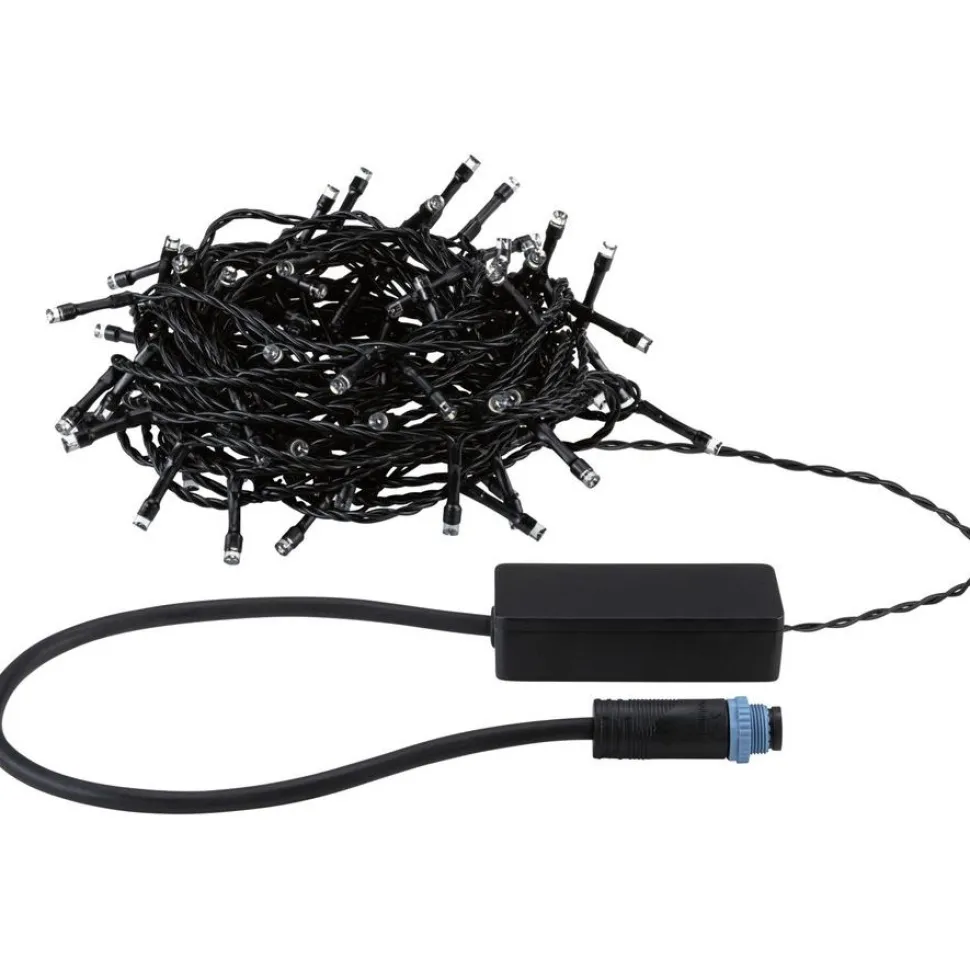LED-valoketju Paulmann Plug & Shine Yuna, 3000K, 7.4m, IP44, 1.3W, musta