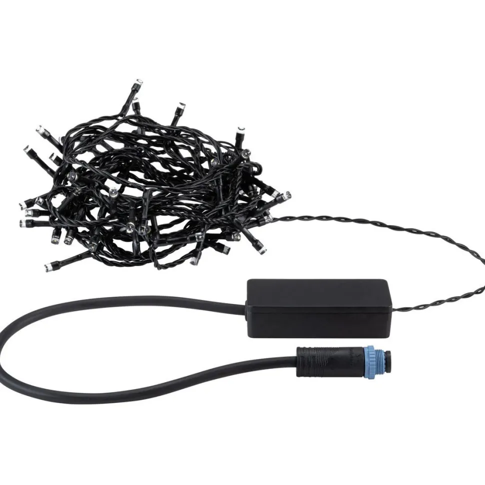 LED-valoketju Paulmann Plug & Shine Yuna, 3000K, 7.4m, IP44, 1.3W, musta