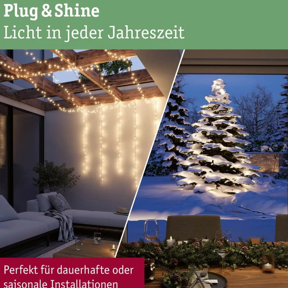 LED-valoketju Paulmann Plug & Shine Yuna, 3000K, 7.4m, IP44, 1.3W, musta