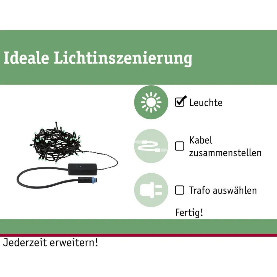 LED-valoketju Paulmann Plug & Shine Yuna, RGB, 7.4m, IP44, 3W, musta