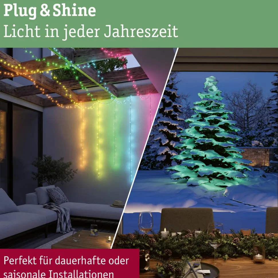 LED-valoketju Paulmann Plug & Shine Yuna, RGB, 7.4m, IP44, 3W, musta
