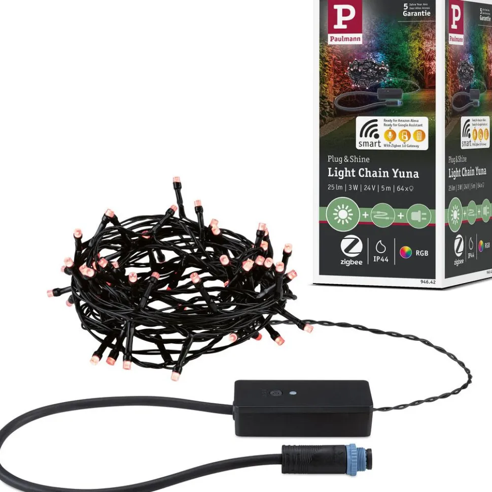 LED-valoketju Paulmann Plug & Shine Yuna, RGB, 7.4m, IP44, 3W, musta